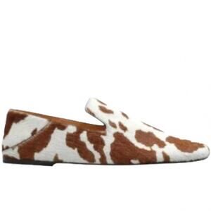 NEW ODISSI women's cow-print slip-on loafers in cow